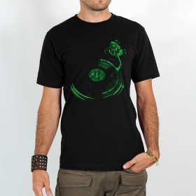 Camiseta  Play record , Negro y verde