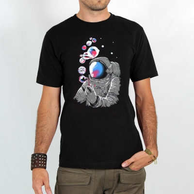 Camiseta  Astronauta creador de planetas  , Negro