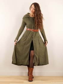Abrigo largo con capucha \ Enchantress\ , Verde oliva