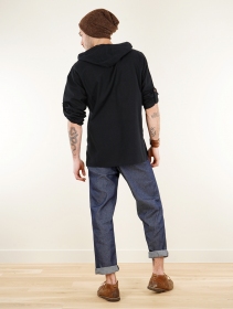 Camisa tejida de manga larga con capucha \ Nasaah\ , Negro