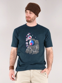 Camiseta \ Astronauta creador de planetas\ , Azul oscuro