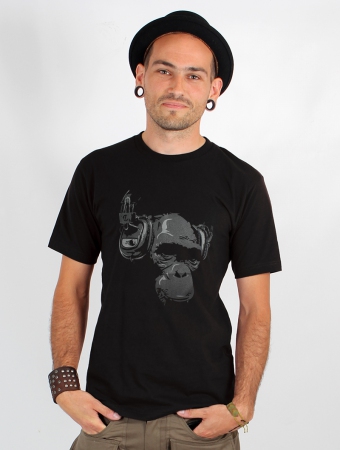 Camiseta \ Dj monkey\ , Negro