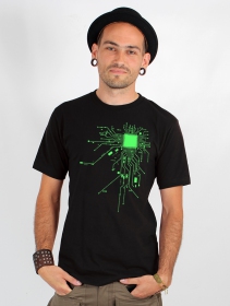 Camiseta \ Electrosystem\ , Negro y verde