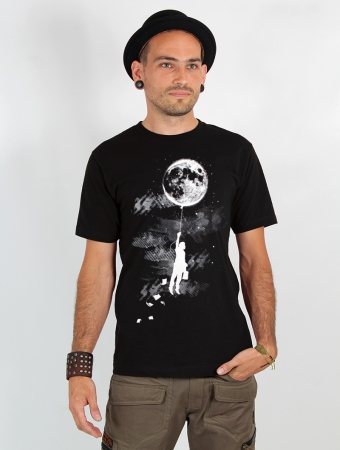 Camiseta \ Luna baln\ , Negro