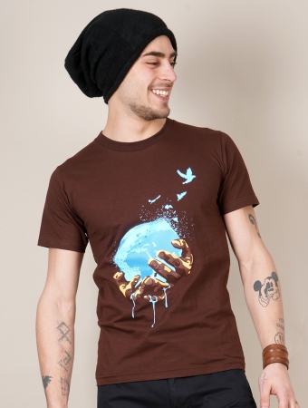 Camiseta \ Planet\ , Marrn