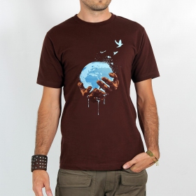 Camiseta \ Planet\ , Marrón