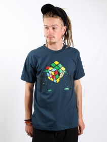 Camiseta \ Rubik\'s cube graffiti\ , Azul oscuro