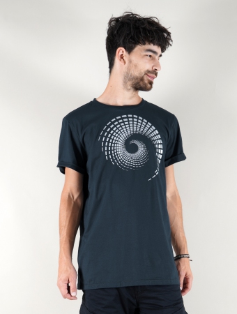 Camiseta \ Spiral Tierra\ , Azul petróleo