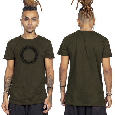 Camiseta \ Tierra Helios\ , Verde caqui and black
