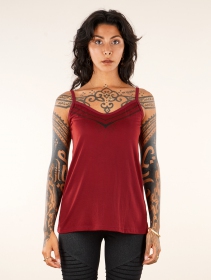 Camiseta con tirantes estampada \ Lotus Ciryandil\ , Rojo