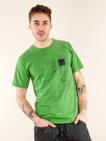 Camiseta de mangas cortas estampada \ Electrosystem\ , Verde
