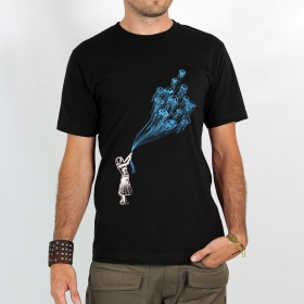 Camiseta de mangas cortas estampada \ Flying medusa\ , Negro