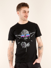 Camiseta de mangas cortas estampada \ Maestro Yoda\ , Negro