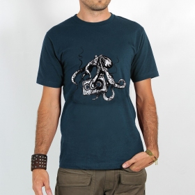 Camiseta de mangas cortas estampada \ Octopus k7\ , Azul oscuro