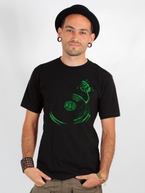 Camiseta de mangas cortas estampada \ Play record\ , Negro y verde
