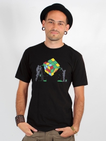 Camiseta de mangas cortas estampada \ Rubik\'s cube graffiti\ , Negro