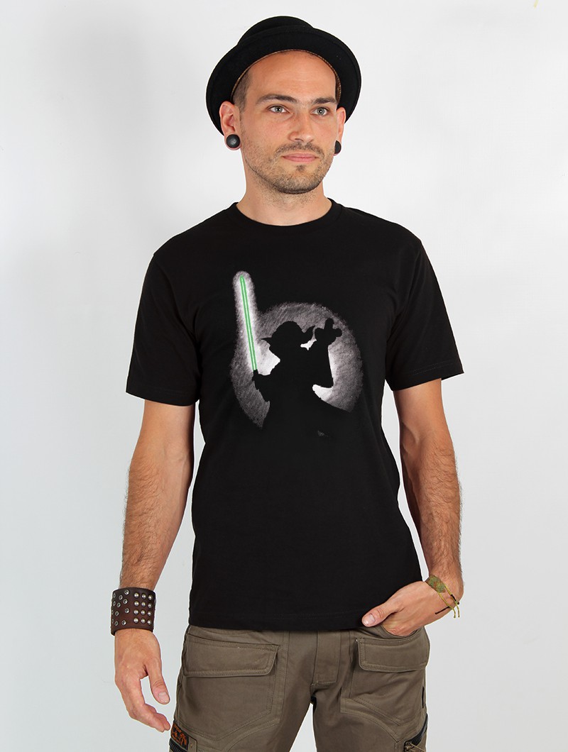 Camiseta de mangas cortas estampada \ Yoda shadow\ , Negro