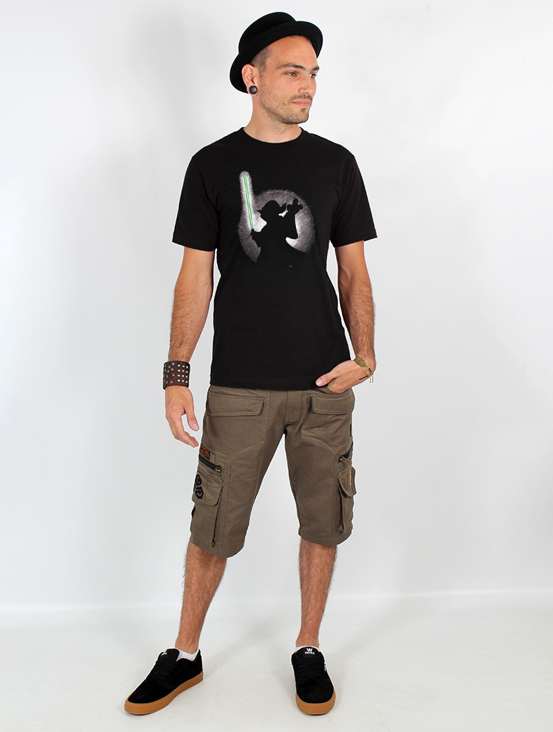 Camiseta de mangas cortas estampada \ Yoda shadow\ , Negro