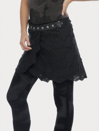 Falda patchwork con cinturón \ Pecoa Mini\ , Negro