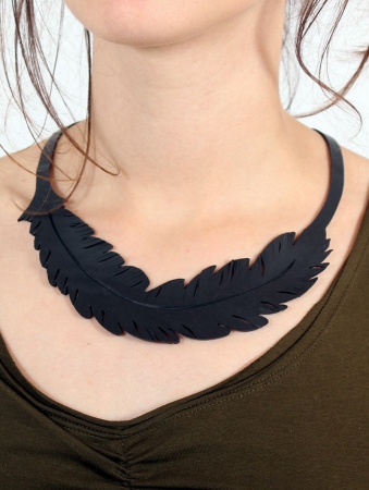 \\\ Feather\\\  inner tube necklace