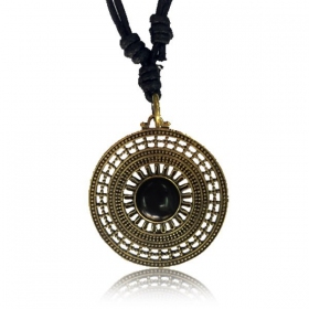 \\\"Mandala Onyx\\\" brass necklace