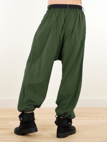 Pantalones sarouel unisex \ Niharika\ , Verde bosque jaspeado