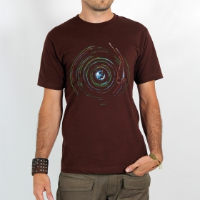T-shirt \"planet record\", Dark brown