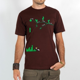 T-shirt \"tetris ants\", brown