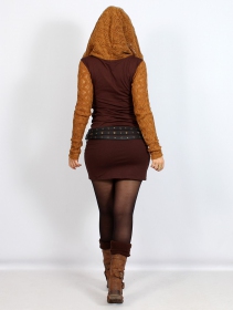 Vestido de manga larga de ganchillo \ Atmäa\ , Óxido y marrón