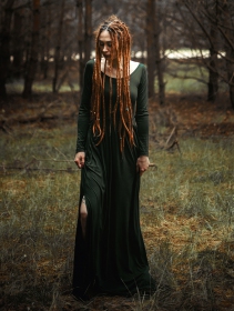 Vestido largo de manga larga \ Lotus Artanis\ , Verde bosque