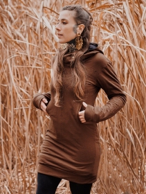 Vestido sudadera estampada con cuello capucha \ Numendil Zohraa\ , Marrón